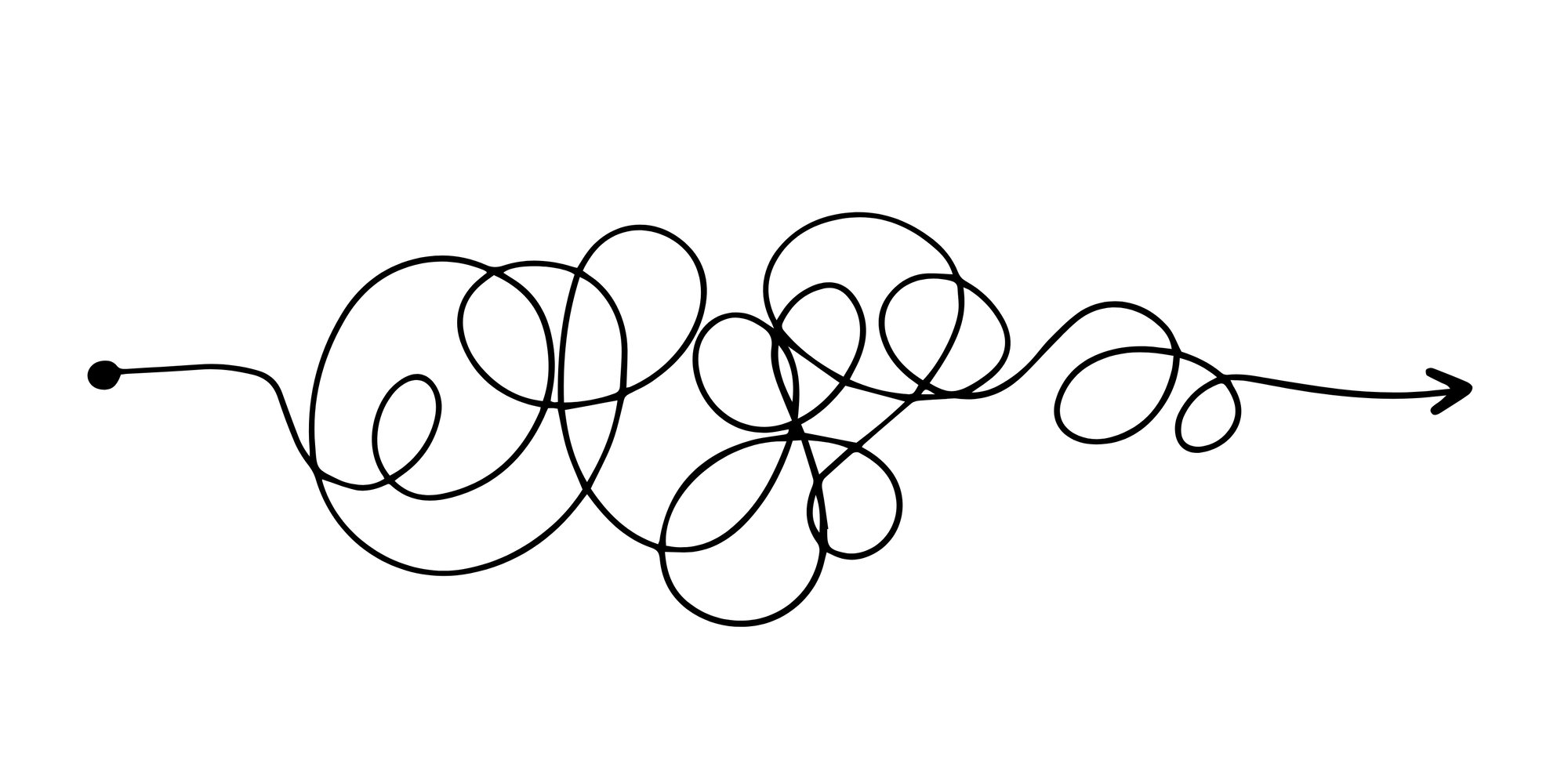 Illustration showing a non-linear learning journey with twists, loops, and forward movement