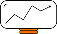 A bulb with an orange base and a graph inside it