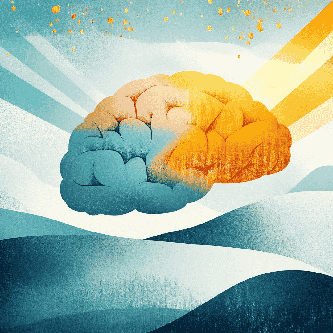 Animation of a brain in abstract colours