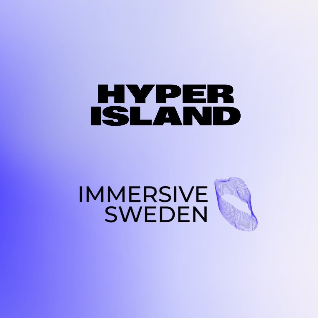 Hyper Island's and Immersive Sweden's logos placed together on a purple gradient background